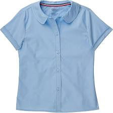 Girls Light Blue Short Sleeve  Peter Pan Collar Shirt (for Jumper)